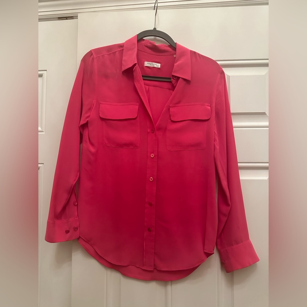 Equipment Slim Signature Silk Shirt in Pink Size Xs